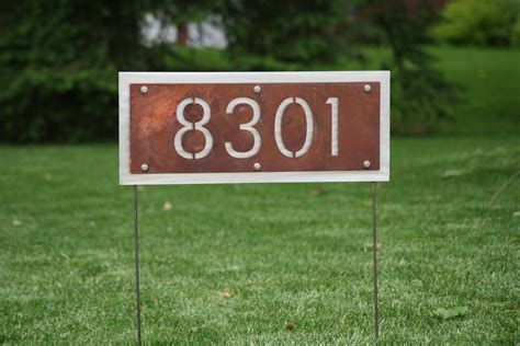 metal house numbers for lawn plaque|markers for yard signs.